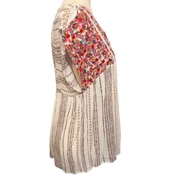 Savanna Jane Embroidered Boho Tunic Top, Floral Embroidery, Tassel Tie, Size M - Picture 2 of 4